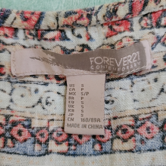 Pretty Forever21 linen mix sleeveless boho chic colorful A style dress S women - Picture 2 of 3